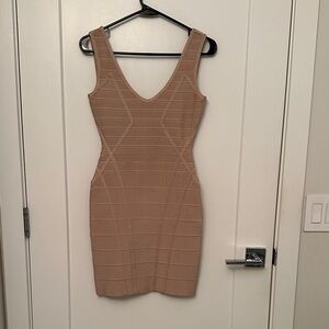 Herve Leger NWT Nude Mini Bodycon Dress